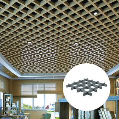 Aluminum Lattice Ceiling Panels Custom Interior Decoration Perforated Metal Grid Ceiling
