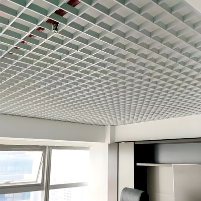 Customized Aluminum Open Cell Grid Ceiling , Metal Slat Grille Ceiling Panels