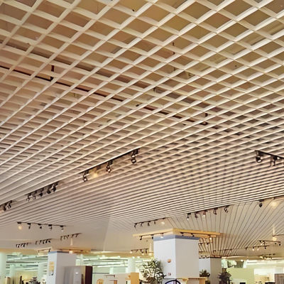 Customized Aluminum Open Cell Grid Ceiling , Metal Slat Grille Ceiling Panels