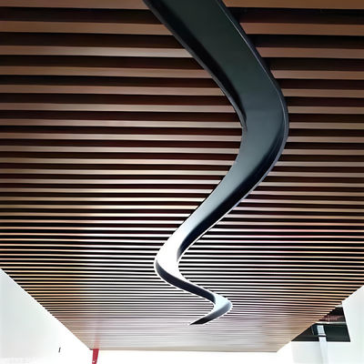 Aluminium Baffle Ceiling U Shape Linear Square Tube Wood Pattern Metal Drop Ceiling Panels