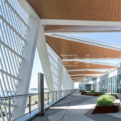 Wooden Grain Aluminum U Shape Stretch Baffle Ceiling Metal Aluminum Profile Strip Ceiling