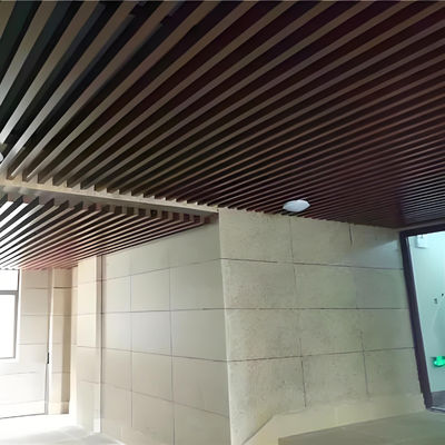 Wooden Grain U Shaped Aluminum Profile Ceiling For Building Celling /  Interion Decoration