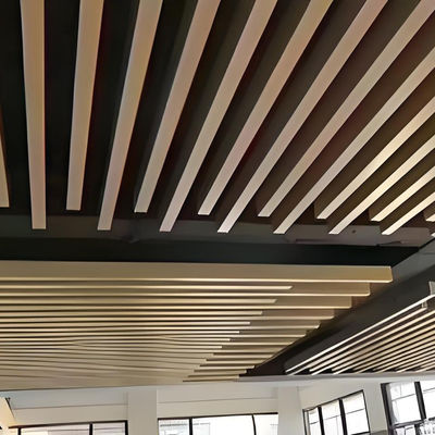 Suspended Wood Grain Aluminum Baffle Ceiling For Shopping Mall Hotel Supermarket
