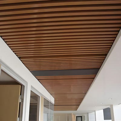Suspended Wood Grain Aluminum Baffle Ceiling For Shopping Mall Hotel Supermarket