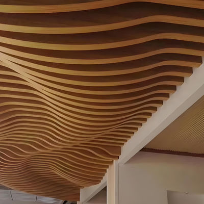 3D Design Office Aluminum Slat Ceiling , Wood Grain Suspended Metal False Ceiling