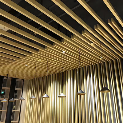 3D Design Office Aluminum Slat Ceiling , Wood Grain Suspended Metal False Ceiling