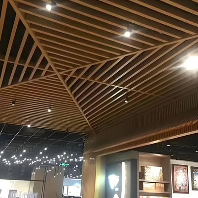 Wood Grain Aluminium Suspended Baffle Ceiling U Shape Decorative Profile