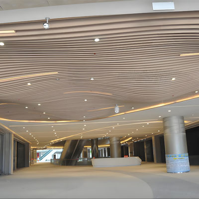 Wood Grain Aluminium Suspended Baffle Ceiling U Shape Decorative Profile