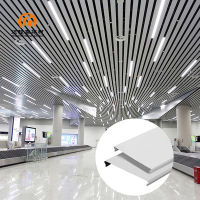 Powder Coated Metal Aluminium Slat Strip False Ceiling For Office Building Heat Insulation