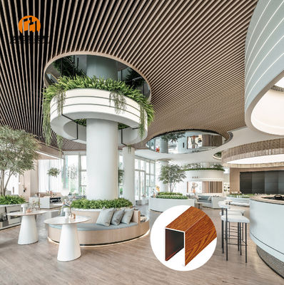 Decoration Wood Grain Finish Beam Office Aluminum Baffle Ceiling Aluminium Linear Ceiling
